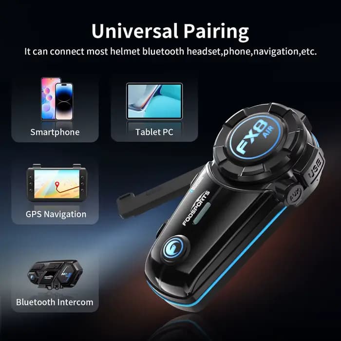 Fodsports FX8 AIR Interphone de moto Bluetooth Casque de moto