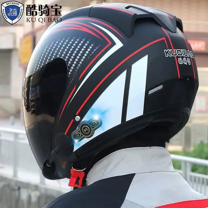 Kuqibao casque de moto avec lentille Bluetooth Hd intégrée casques de motocross Aprobado Por DOT ABS Crash Casco demi-casque