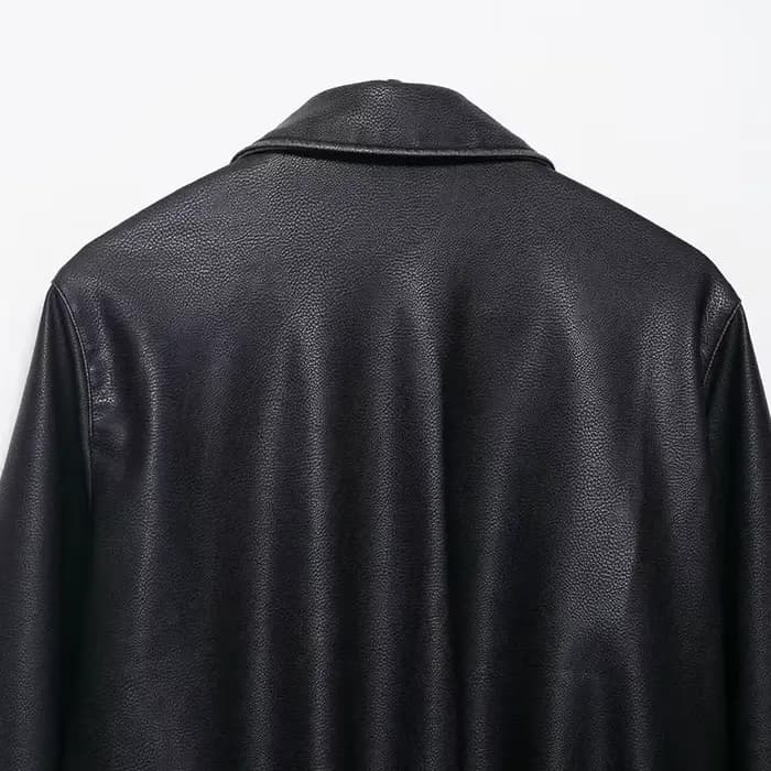 Vestes en cuir femmes noir Faux manteau vêtements d'extérieur solide à manches longues hauts 2025