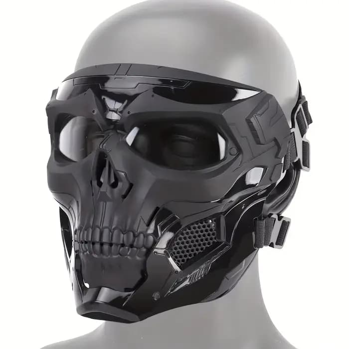 Masque de moto à thème crâne avec lunettes de moto - Plastique durable