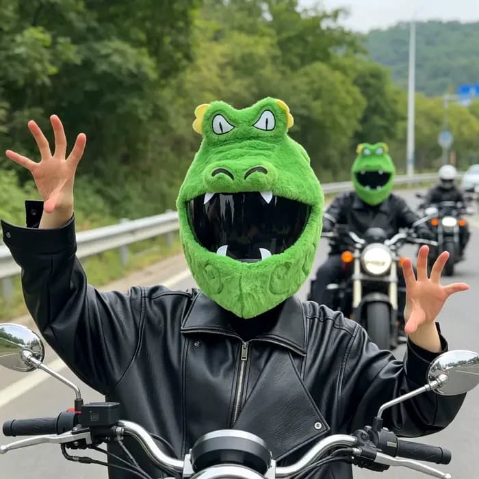 Housse de casque de moto intégral universelle en peluche amusante