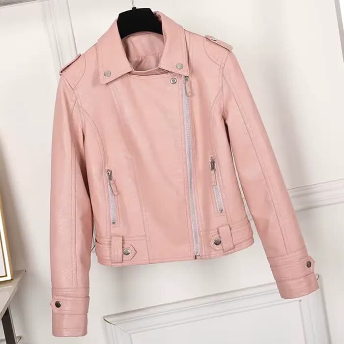 Veste en simili cuir noir pour femmes