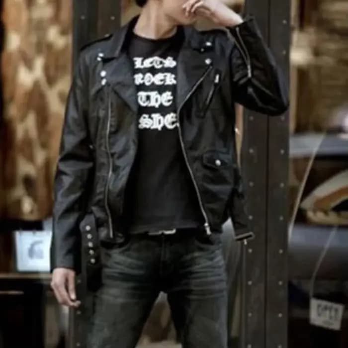 Veste de moto en cuir coupe couvertes pour hommes