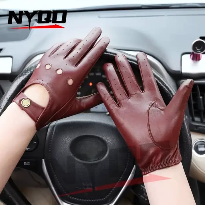 Gants de conduite en cuir véritable pour hommes