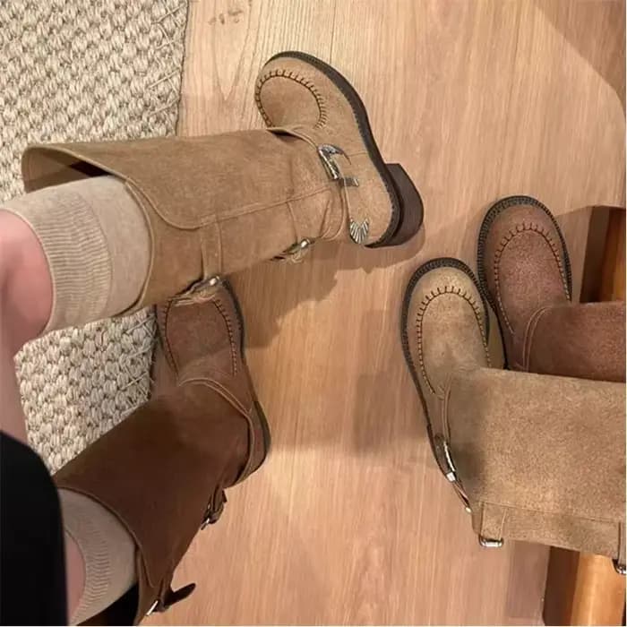 Bottes longues pour femmes chaussures à talons mi-hauts De créateur hiver grosses bottes Chelsea 2025 bottes gothiques De marche nouvelle tendance Mujer De Botas