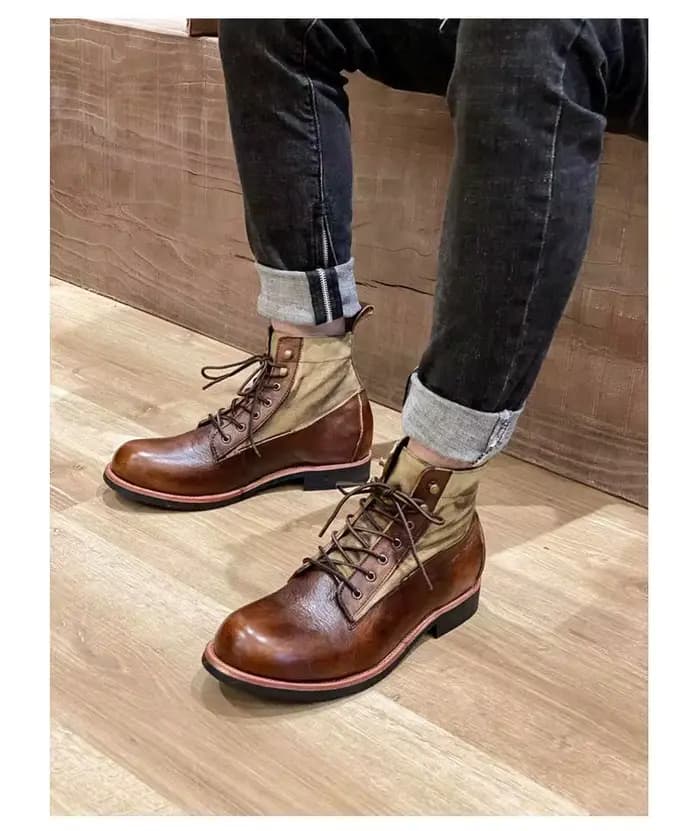 Bottes de moto courtes faites à la main pour hommes