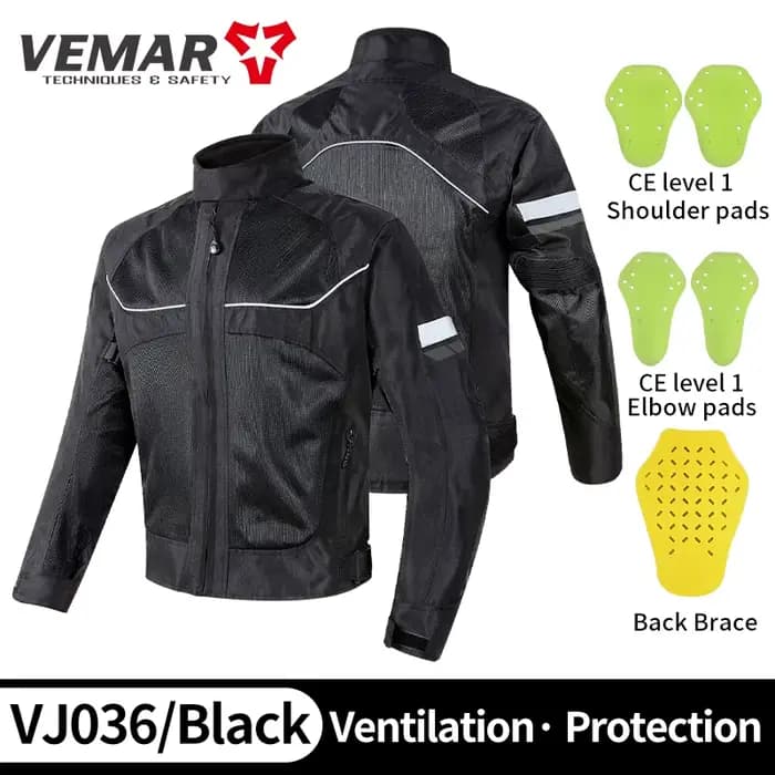 Vemar-Manteau de moto en maille respirante pour homme, veste de moto, équipement de protection oligProtective, vêtements de vélo de course, noir, gris, été, nouveau, CE1, 2