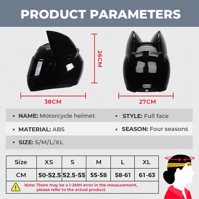 Casque de moto à oreilles de chat pour femmes