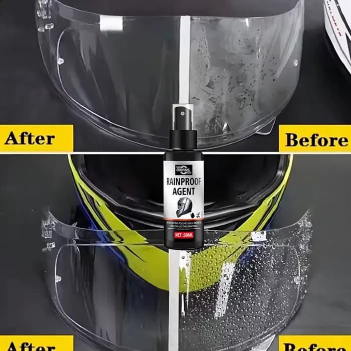 Spray anti-pluie pour casque de moto