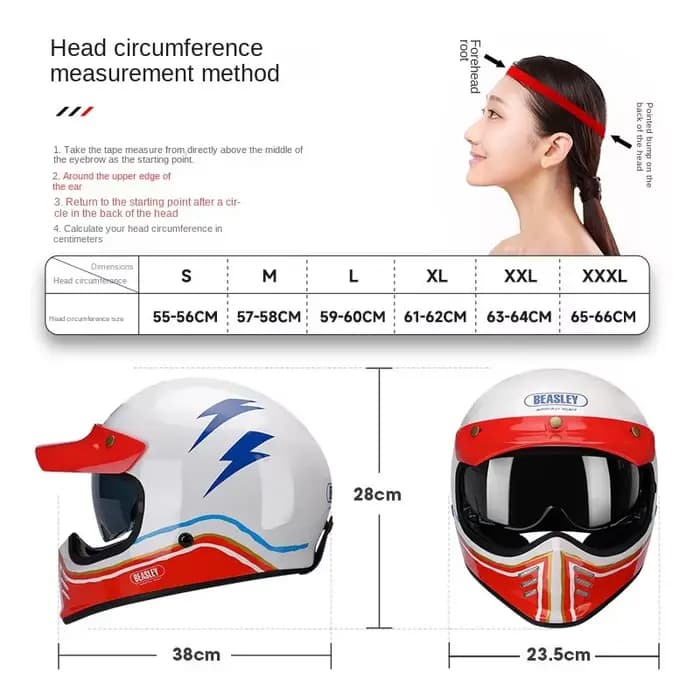 BEASLEY casque de moto électrique locomotive rétro