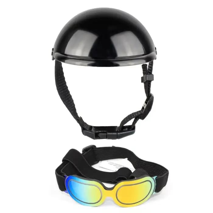 Casque pour chien avec trou d'oreille casque + lunettes soleil casquette pour chien chapeau rigide pour