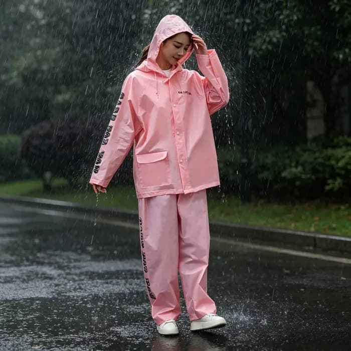 Combinaison de pluie imperméable en deux pièces pliable