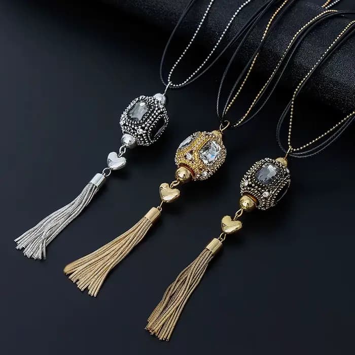 Accessoires populaires pour femmes, pampilles en alliage pour colliers rétro simples, longues chaînes pour pulls
