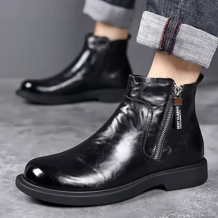 Bottines Chelsea en cuir véritable pour hommes