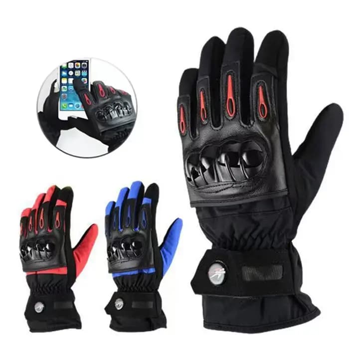 Gants de course de Moto imperméables coupe-vent hiver chaud en cuir cyclisme vélo résistant au froid