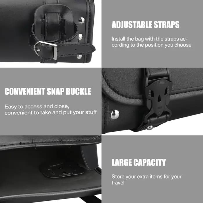 Sac de moto sacoches en cuir PU fourche avant queue sac à outils bagages pour Harley Chopper Bobber Cruiser Sportster XL 883 1200