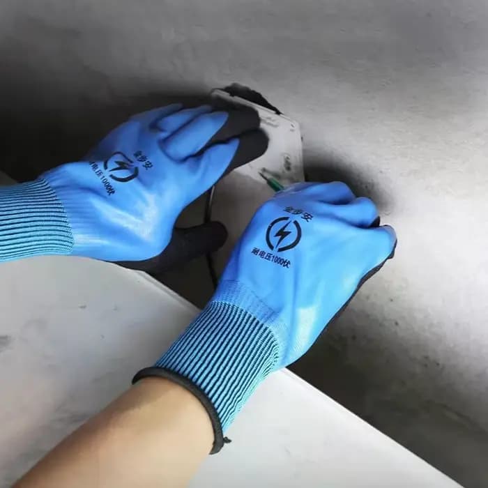Gants isolants bleus pour électricien, résistance à la tension 1000V, haute élasticité, gants de travail de protection, 1 paire