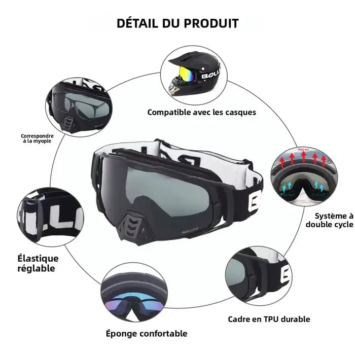Lunettes de moto photochromiques pour la conduite de jour et de nuit