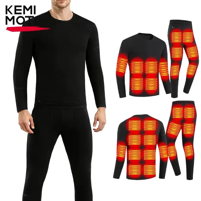 KEMIMOTO sous-vêtements chauffants costumes 28 zones de chauffage USB hiver thermique chaud coton pantalon hommes femmes pour plein air moto ski