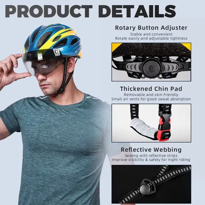 VICTGOAL vtt Scooter électrique casque de vélo pour hommes feu arrière lunettes lentille pare-soleil casques de cyclisme