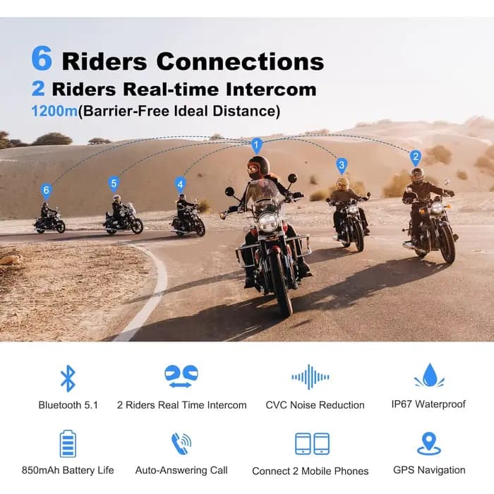 EJEAS V6 PRO + Bluetooth casque de moto Interphone