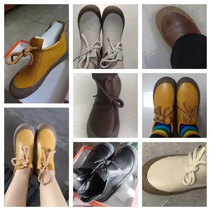 Nouvelles bottes d'hiver en cuir véritable pour femmes, bottines hautes à lacets, bottes courtes chaudes en fourrure, chaussures orthopédiques pour femmes, bottines à la cheville.