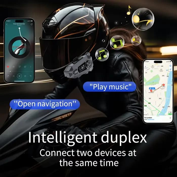 Casque de Moto casque sans fil appel mains libres étanche BT 5.3 casque de Moto avec Radio FM grand écran LED pour cavalier