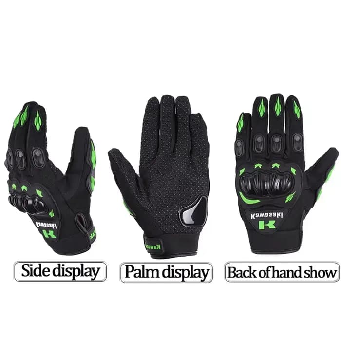 Kawasaki gants de moto cavalier anti-dérapant doigt complet course