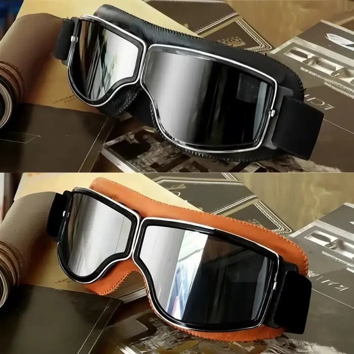 1 paire de lunettes de moto rétro en cuir