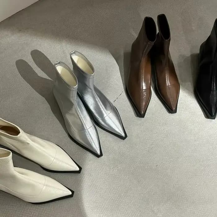 Automne femmes bottines chaussures mode bout pointu dames botte courte carré talon bas décontracté hiver chaussures pour femmes 2024