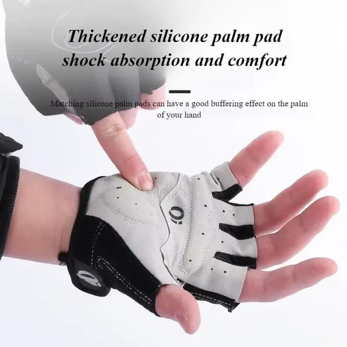 Gants de cyclisme demi-doigt-coussin de paume en silicone antidérapant