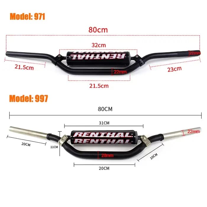 Guidon de moto 22/28mm pour RENTHAL 971/997 Dirtbike Grіpsi