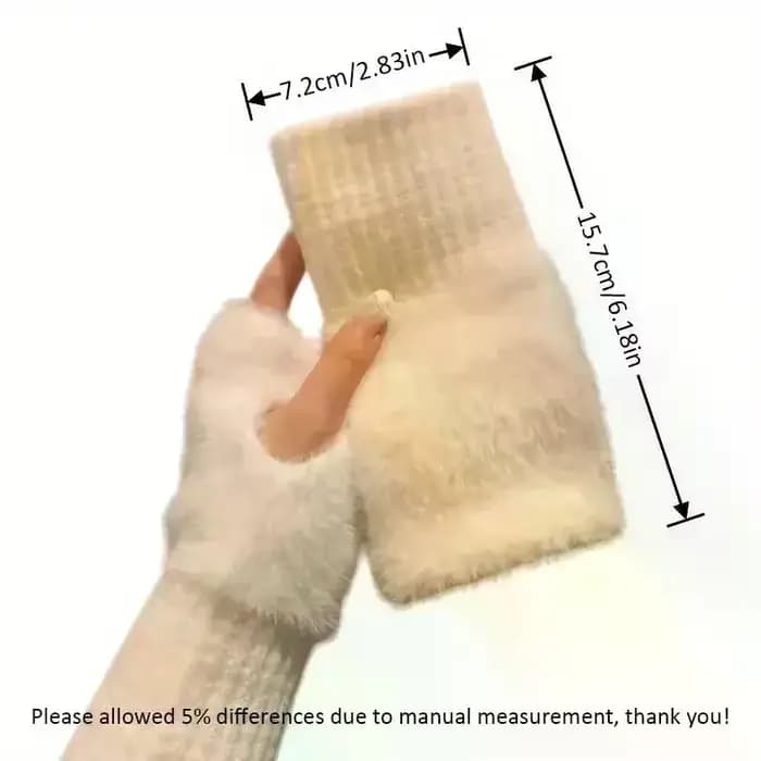 1 paire de gants demi-doigt chauds et résistants au froid pour femmes en automne et en hiver
