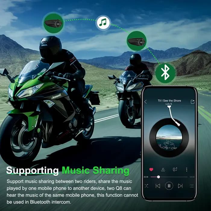 EJEAS Q8 Interphone en maille pour moto avec talkie-walkie à distance EUC