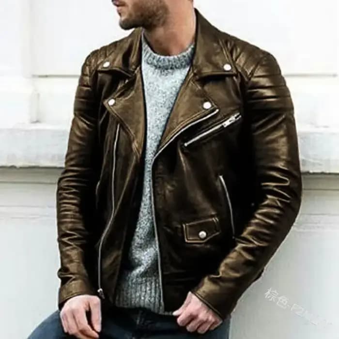 Vestes de moto en cuir Faux cuir pour hommes