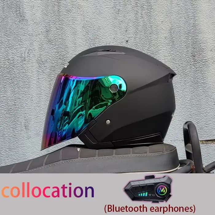 Casque de moto semi-couvert avec pare-soleil intégré