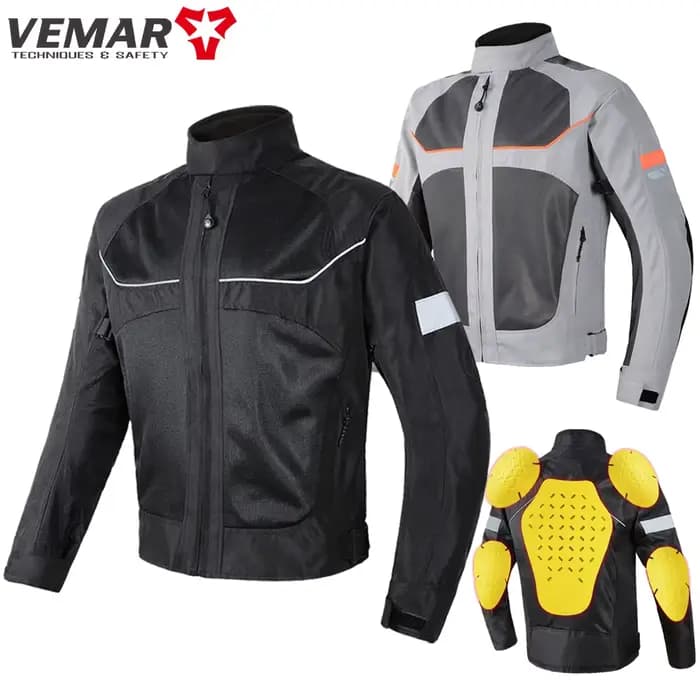 Vemar-Veste de moto en maille respirante pour homme, manteau de moto, vêtements de moto, équipement de protection, noir, été