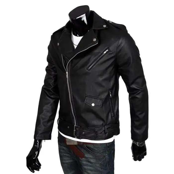 Veste de moto en cuir coupe couvertes pour hommes