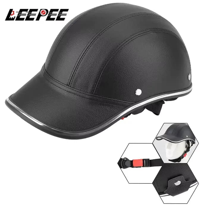 LEEPEE pour café Racer Chopper Scooter sécurité casque demi visage Vintage casquette d'été moto