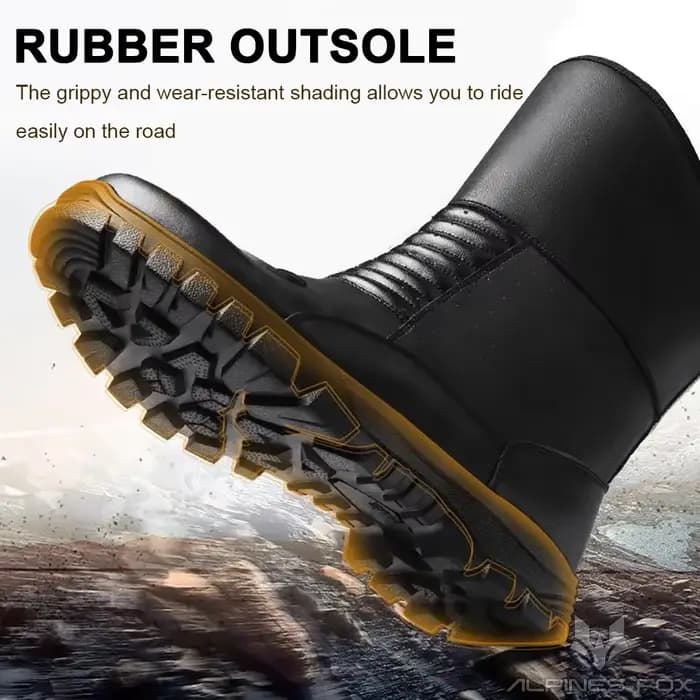 Bottes de moto en cuir imperméables pour hommes