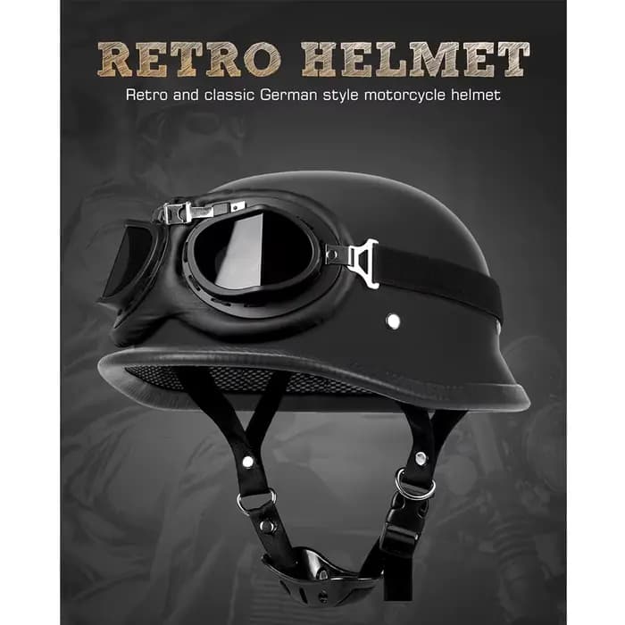 Casque de moto en cuir allemand Style pilote