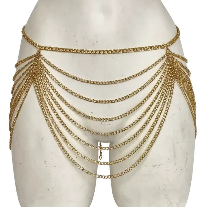 Chaîne de taille décorative pour jupe midi sexy, chaîne de taille à pampilles, accessoires pour fille audacieuse, chaîne de taille ajourée