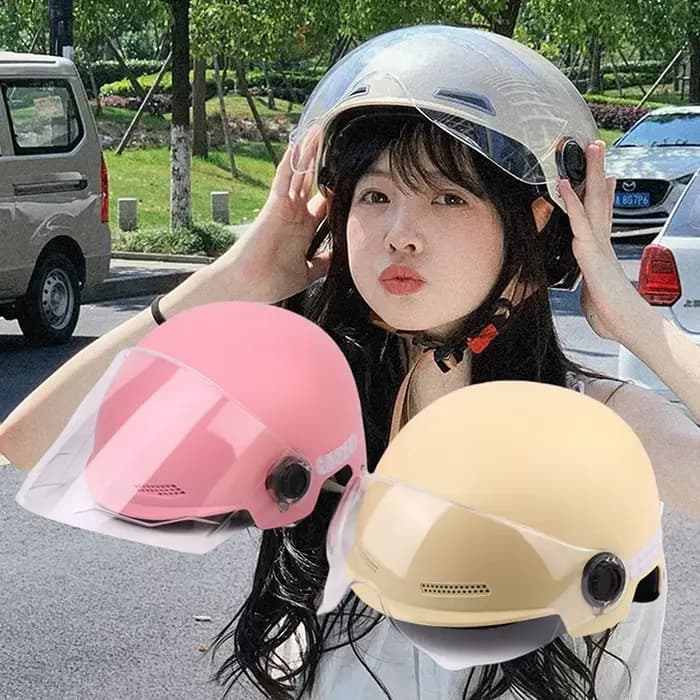 Demi-casque adulte avec lunettes pour moto et vélo - Design de dessin animé