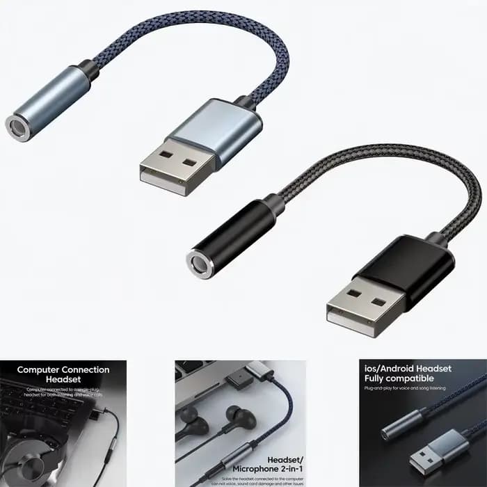 Adaptateur Audio USB vers Jack 3.5mm USB-A vers 3.5mm TRRS adaptateur USB vers prise Audio casque carte son stéréo externe pour ordinateur portable