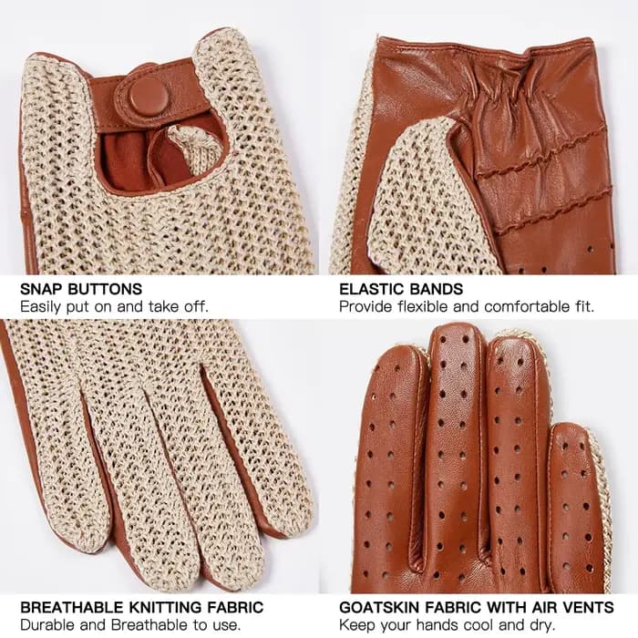 Gants à écran tactile en peau de chèvre pour hommes, conduite 03/Hurcycling