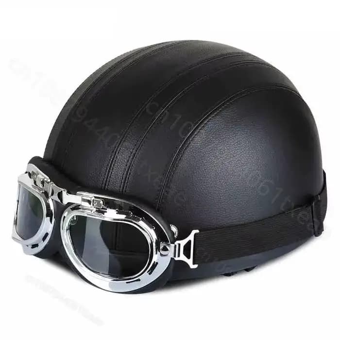 Casque de moto en cuir rétro personnalisé