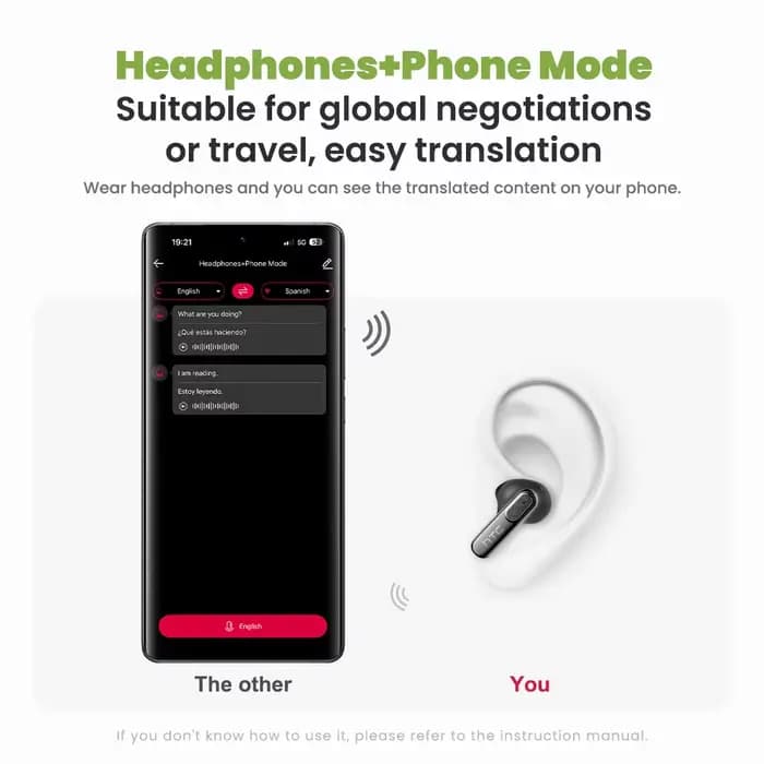 Écouteurs Bluetooth avec traduction IA en temps réel, 134 langues, confort intra-auriculaire, son surround pour les voyages et le travail, HTC NE60 TWS