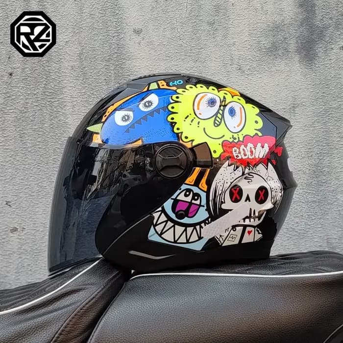 ORZ casque De Moto demi visage Double lentille