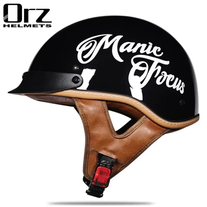 Casque de moto rétro et vintage à visage semi-ouvert approuvé DOT pour homme et femme