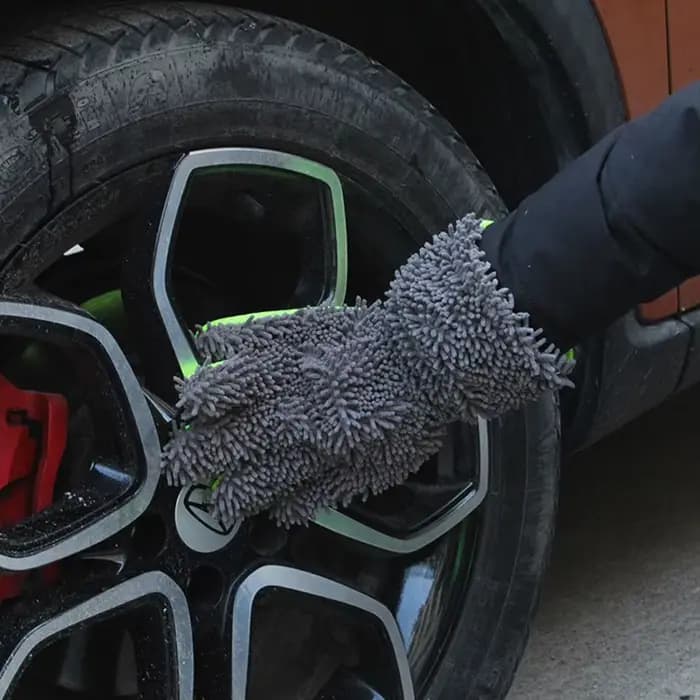 Gants de nettoyage de voiture à 5 doigts, humides ou secs, sans rayures, en tissu peluche doux, pour le lavage de voitures et de motos